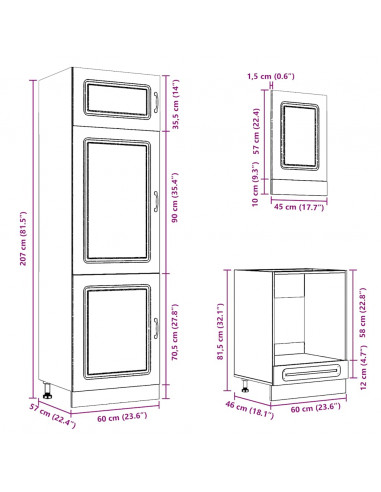 Set Mobili da Cucina 7 pz Kalmar Legno Vecchio in Truciolato