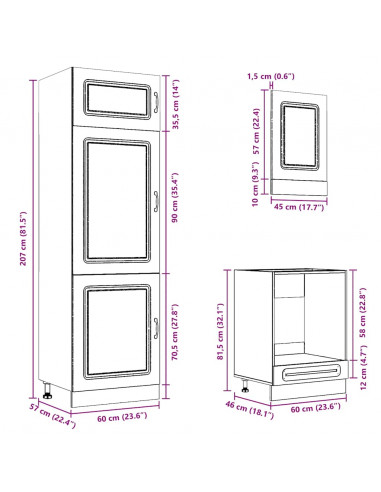Set Mobili da Cucina 7 pz Kalmar Neri Legno Multistrato