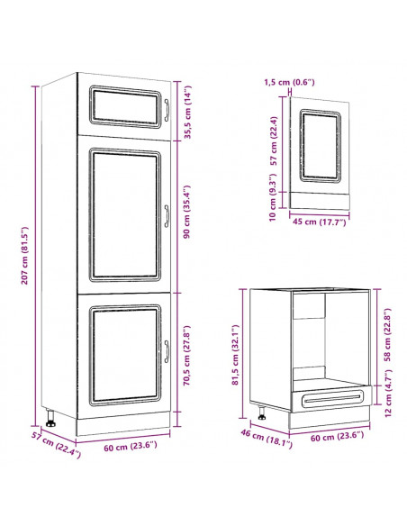 Set Mobili da Cucina 7 pz Kalmar Neri Legno Multistrato
