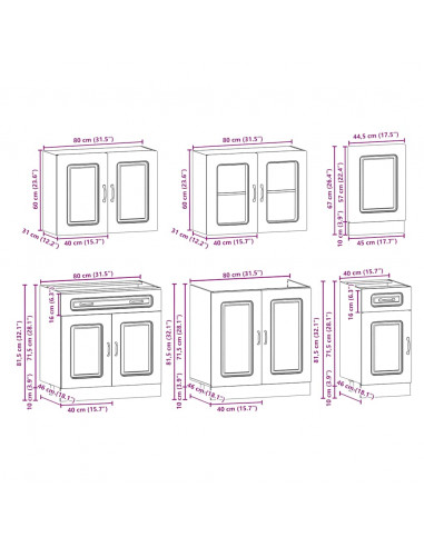 Set Mobili da Cucina 7 pz Kalmar Rovere Artigianale Truciolato