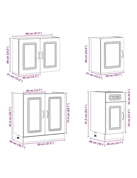 Set Mobili da Cucina 7 pz Kalmar Rovere Marrone in Truciolato