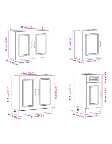 Set Mobili da Cucina 7 pz Kalmar Rovere Sonoma in Truciolato