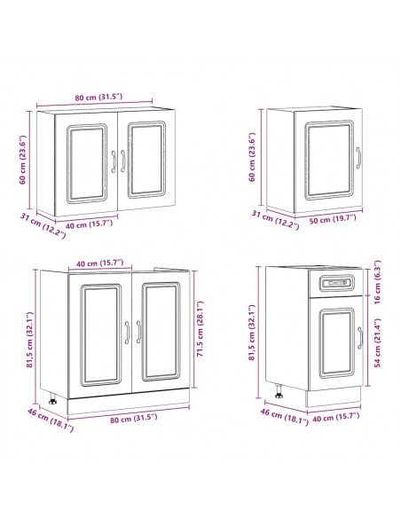 Set Mobili da Cucina 7 pz Kalmar Rovere Sonoma in Truciolato