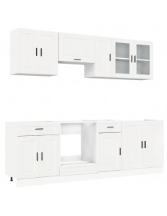 Set Mobili da Cucina 8 pz Kalmar Bianchi Lucido in Truciolato