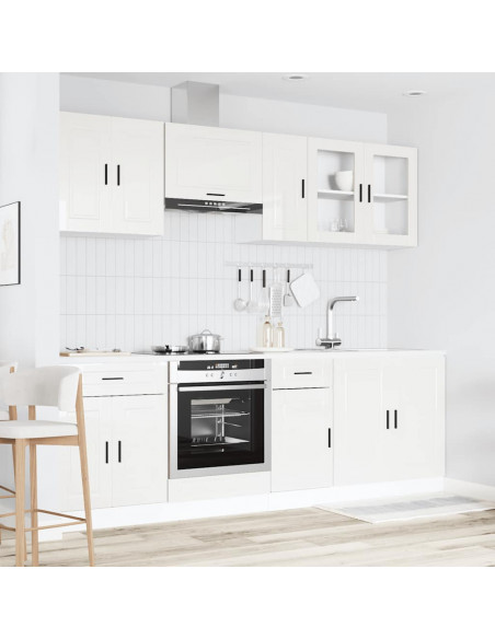 Set Mobili da Cucina 8 pz Kalmar Bianchi Lucido in Truciolato