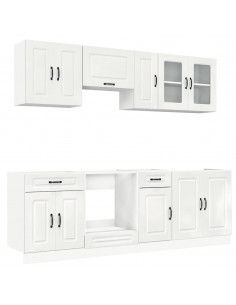 Set Mobili da Cucina 8 pz Kalmar Bianchi Lucido in Truciolato