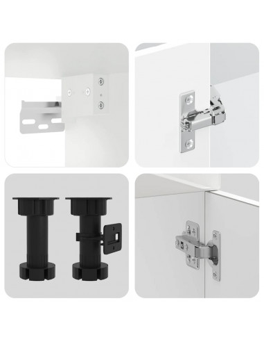 Set Mobili da Cucina 8 pz Kalmar Bianchi Lucido in Truciolato