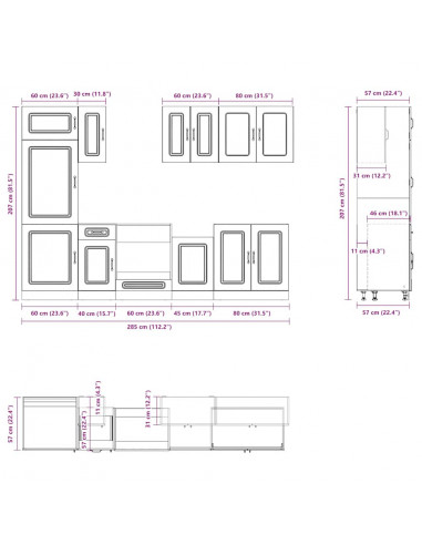 Set Mobili da Cucina 8 pz Kalmar Bianco Legno Multistrato