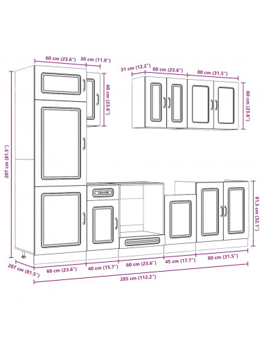 Set Mobili da Cucina 8 pz Kalmar Bianco Legno Multistrato