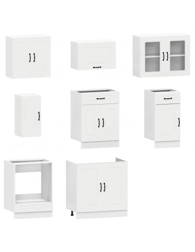 Set Mobili da Cucina 8 pz Kalmar Bianco Legno Multistrato