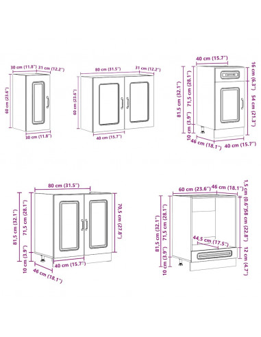 Set Mobili da Cucina 8 pz Kalmar Grigio Cemento in Truciolato
