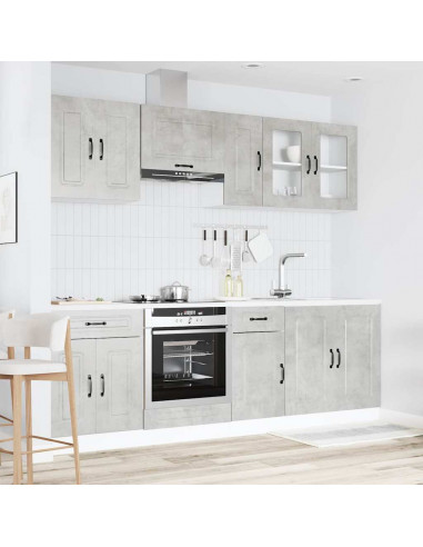 Set Mobili da Cucina 8 pz Kalmar Grigio Cemento in Truciolato