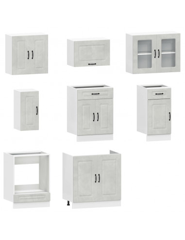 Set Mobili da Cucina 8 pz Kalmar Grigio Cemento in Truciolato