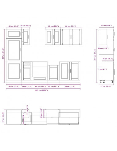 Set Mobili da Cucina 8 pz Kalmar Grigio Sonoma in Truciolato
