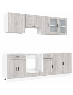 Set Mobili da Cucina 8 pz Kalmar Grigio Sonoma in Truciolato