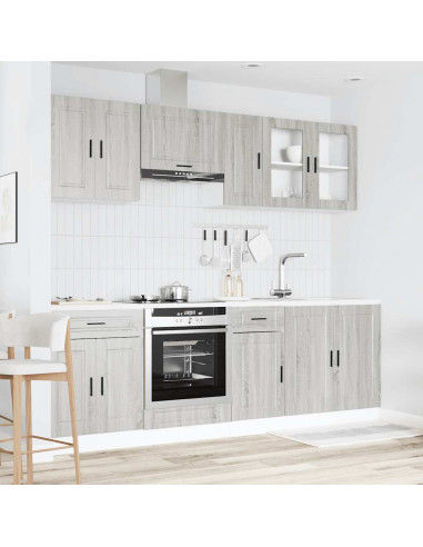 Set Mobili da Cucina 8 pz Kalmar Grigio Sonoma in Truciolato