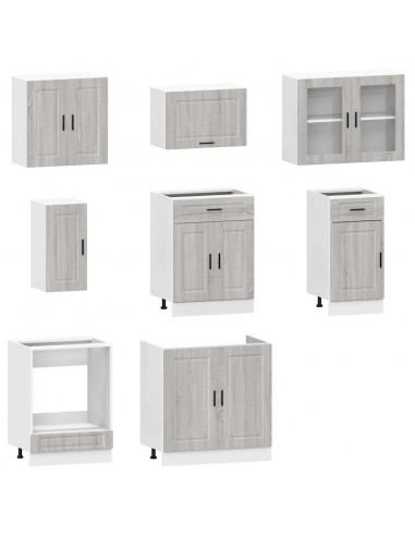 Set Mobili da Cucina 8 pz Kalmar Grigio Sonoma in Truciolato