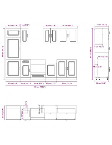 Set Mobili da Cucina 8 pz Kalmar Grigio Sonoma in Truciolato
