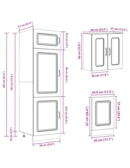 Set Mobili da Cucina 8 pz Kalmar Grigio Sonoma in Truciolato