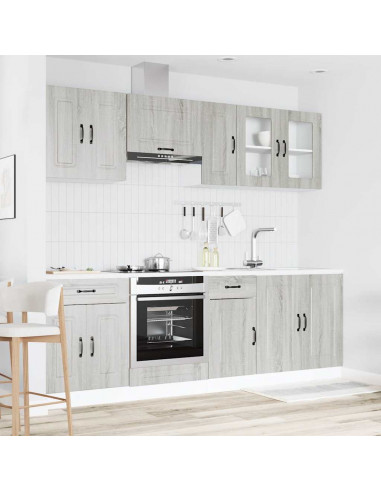Set Mobili da Cucina 8 pz Kalmar Grigio Sonoma in Truciolato