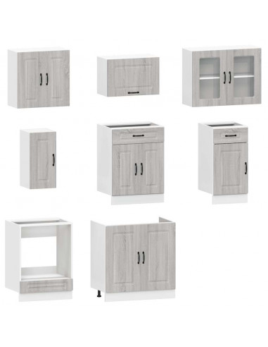 Set Mobili da Cucina 8 pz Kalmar Grigio Sonoma in Truciolato