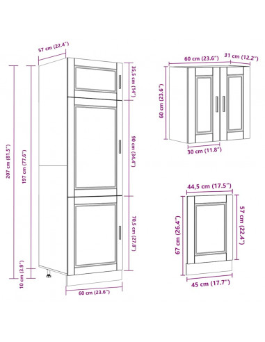 Set Mobili da Cucina 8 pz Kalmar Legno Vecchio in Truciolato
