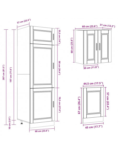 Set Mobili da Cucina 8 pz Kalmar Legno Vecchio in Truciolato