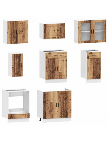 Set Mobili da Cucina 8 pz Kalmar Legno Vecchio in Truciolato
