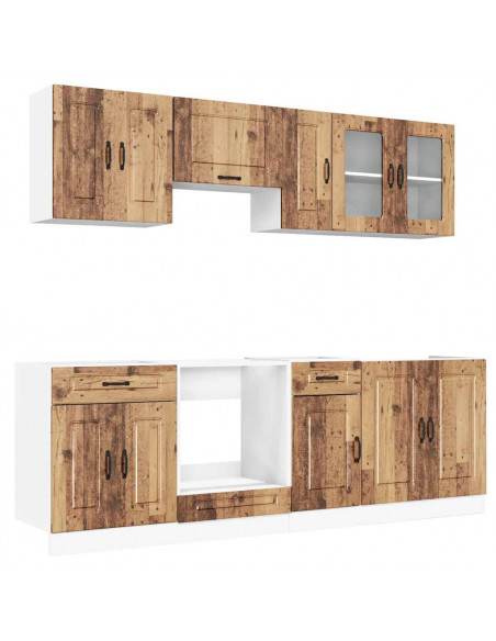 Set Mobili da Cucina 8 pz Kalmar Legno Vecchio in Truciolato