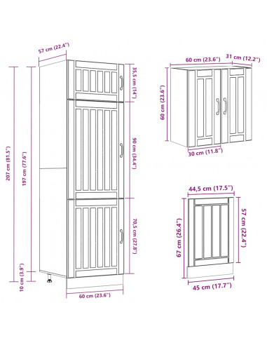 Set Mobili da Cucina 8 pz Kalmar Neri Legno Multistrato