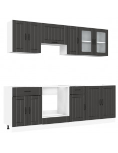 Set Mobili da Cucina 8 pz Kalmar Neri Legno Multistrato