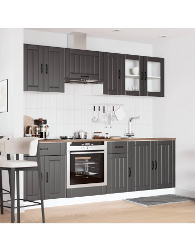 Set Mobili da Cucina 8 pz Kalmar Neri Legno Multistrato