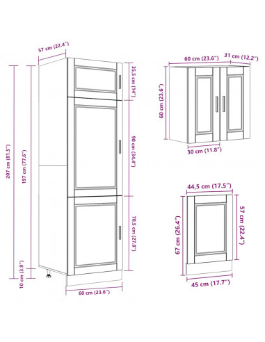 Set Mobili da Cucina 8 pz Kalmar Neri Legno Multistrato