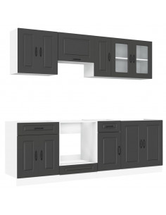 Set Mobili da Cucina 8 pz Kalmar Neri Legno Multistrato