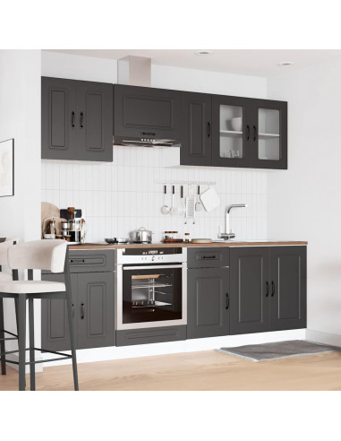 Set Mobili da Cucina 8 pz Kalmar Neri Legno Multistrato