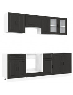 Set Mobili da Cucina 8 pz Kalmar Neri Legno Multistrato