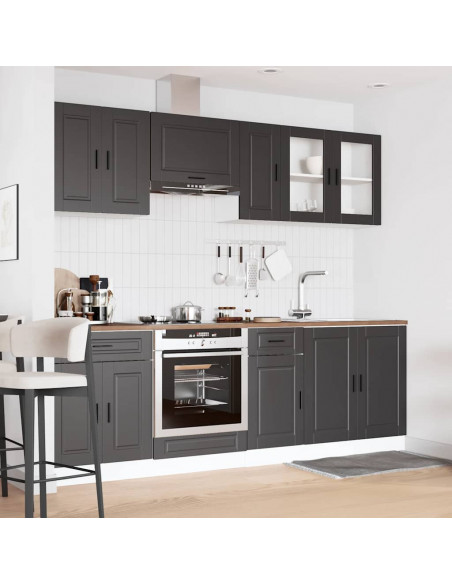Set Mobili da Cucina 8 pz Kalmar Neri Legno Multistrato
