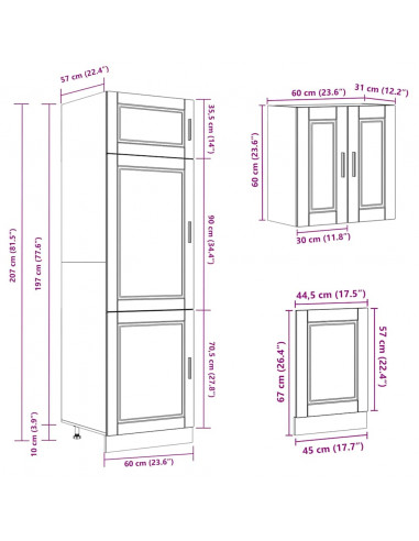 Set Mobili da Cucina 8 pz Kalmar Rovere Artigianale Truciolato