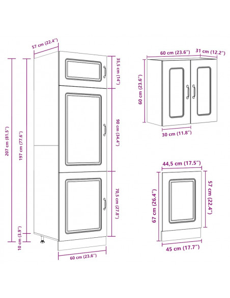 Set Mobili da Cucina 8 pz Kalmar Rovere Artigianale Truciolato