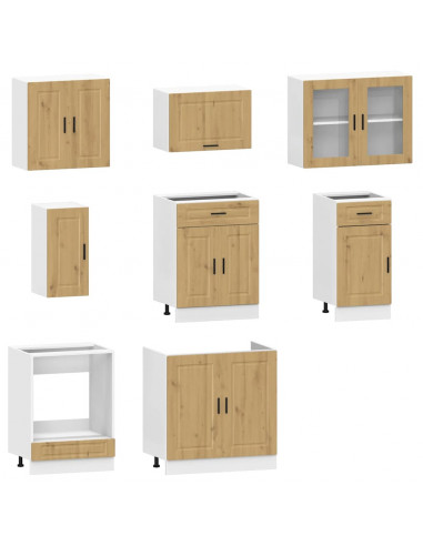 Set Mobili da Cucina 8 pz Kalmar Rovere Artigianale Truciolato