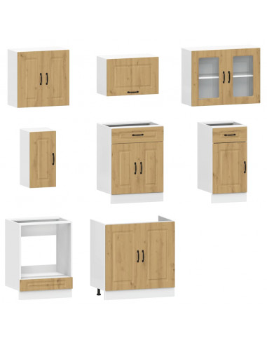 Set Mobili da Cucina 8 pz Kalmar Rovere Artigianale Truciolato