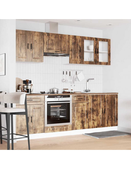 Set Mobili da Cucina 8 pz Kalmar Rovere Fumo Legno Multistrato