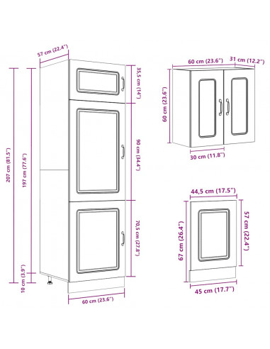 Set Mobili da Cucina 8 pz Kalmar Rovere Fumo Legno Multistrato