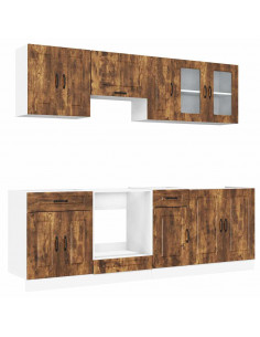 Set Mobili da Cucina 8 pz Kalmar Rovere Fumo Legno Multistrato