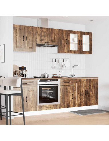 Set Mobili da Cucina 8 pz Kalmar Rovere Fumo Legno Multistrato