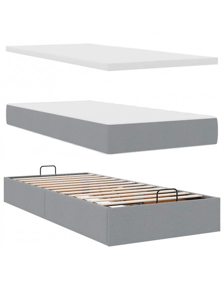 Struttura Letto Pouf con Materassi 200x200 cm in Tessuto