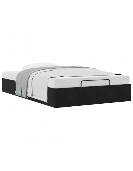 Struttura Letto Pouf Senza Materasso Nero 120x200 cm Velluto