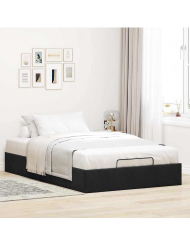 Struttura Letto Pouf Senza Materasso Nero 120x200 cm Velluto