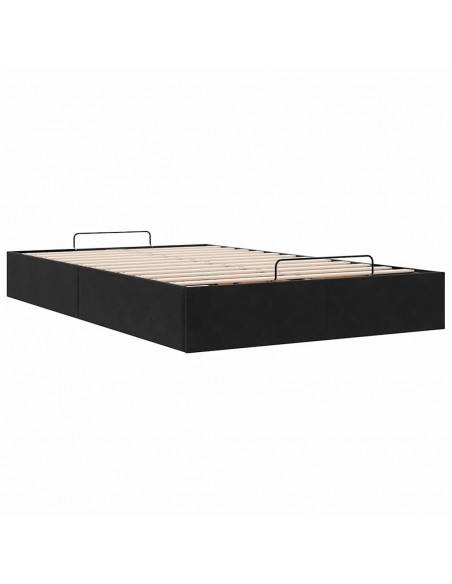Struttura Letto Pouf Senza Materasso Nero 120x200 cm Velluto