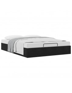 Struttura Letto Pouf senza Materasso Nero 140x200 cm in Velluto